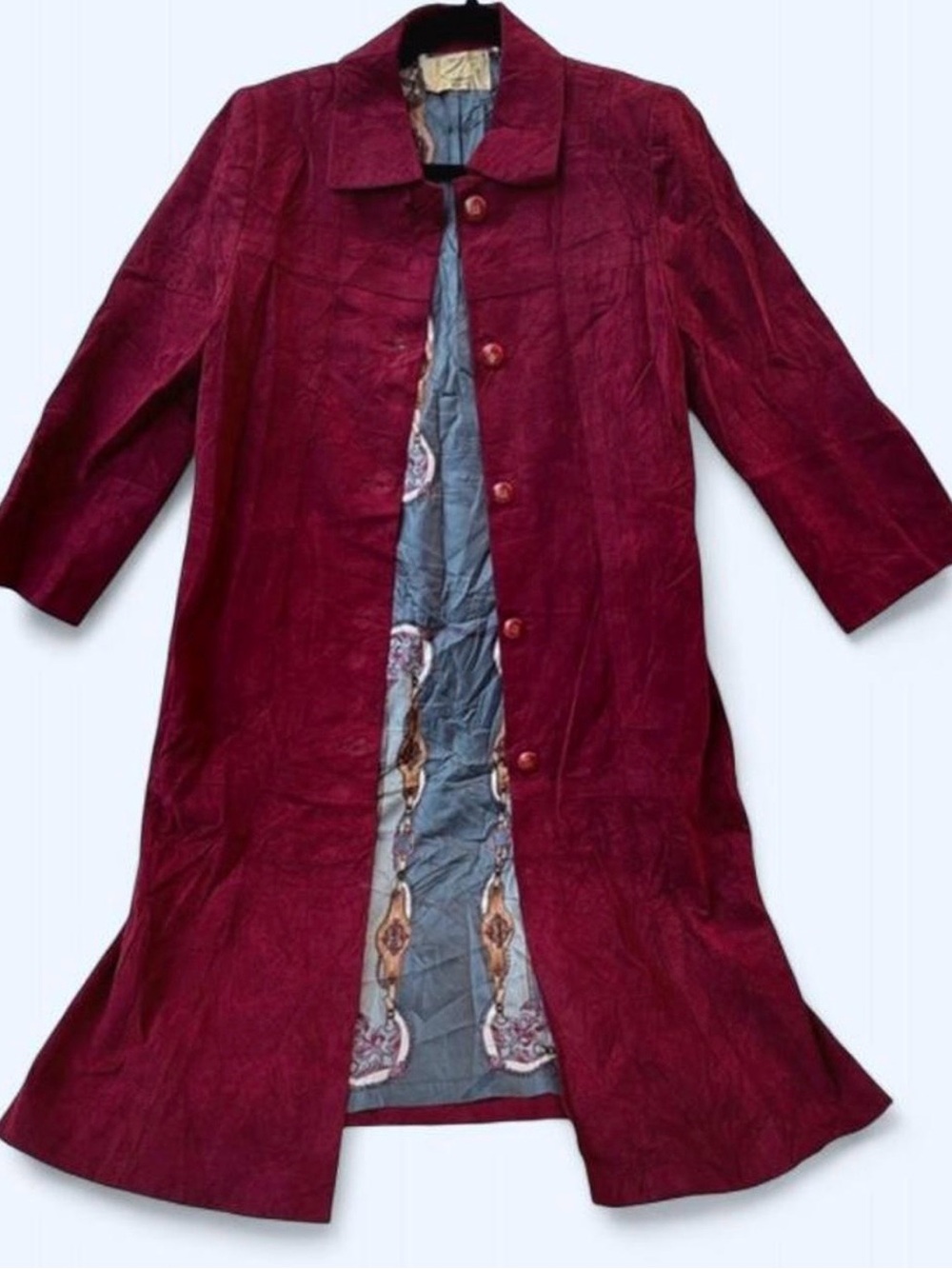 Vintage KIRA Longchamp Burgundy Suede Coat – Japan Size 9